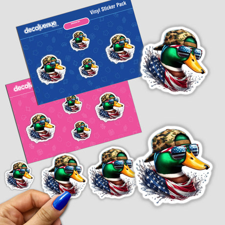 Mallard Duck American Stud sticker pack featuring cartoon ducks wearing hats and sunglasses, available as vinyl stickers or digital artwork from Decal Venue.