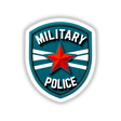 Military Police Shield Logo featuring a red star and text emblems, available as stickers or digital artwork. Ideal for those seeking unique graphic designs from Decal Venue.