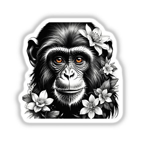 Monkey Portrait Floral Accents PA36