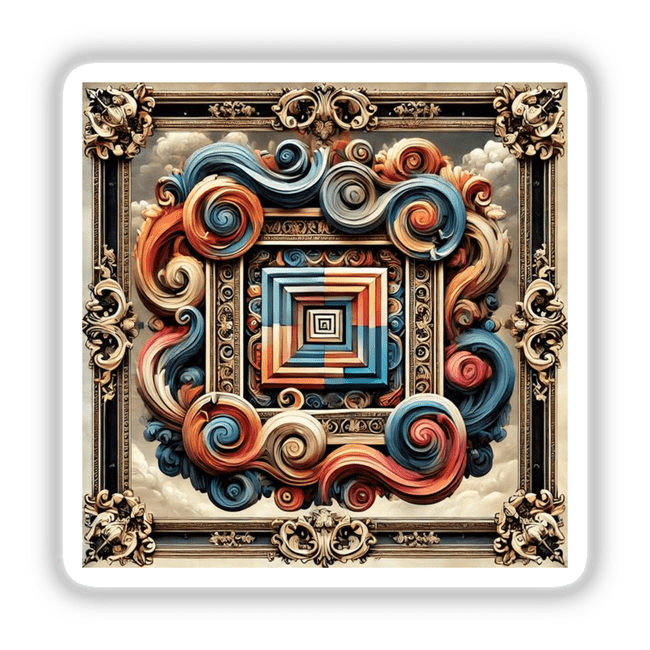 Baroque Geometry - Ornate Frames with Abstract Patterns featuring intricate swirls, available as Stickers or Digital Artwork from Decal Venue.