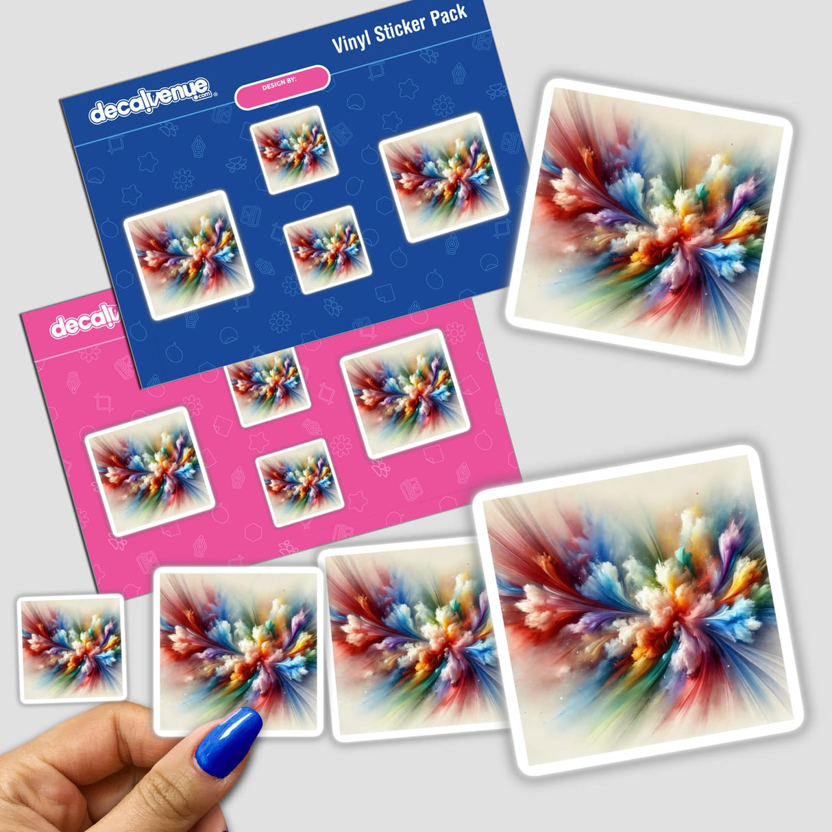 Abstract Aura - Vibrant Color Bursts in Watercolor stickers featuring dynamic, multicolored designs.