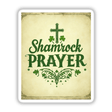 Shamrock Prayer St. Patrick’s Day Sticker or Clipart features a green cross with four-leaf clovers on a white background, embodying Decal Venue's unique vinyl sticker and digital art style.