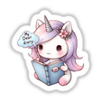 Adorable unicorn sticker with a pink unicorn holding a diary and saying "My dear diary."