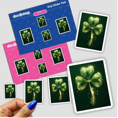 Ethereal Shamrock – Glowing Clover with Delicate Gold Swirls