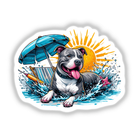 Summertime Beach Pitbull Dog