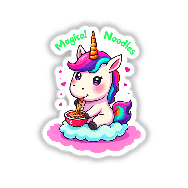 A Cute Unicorn Eating Magical Noodles