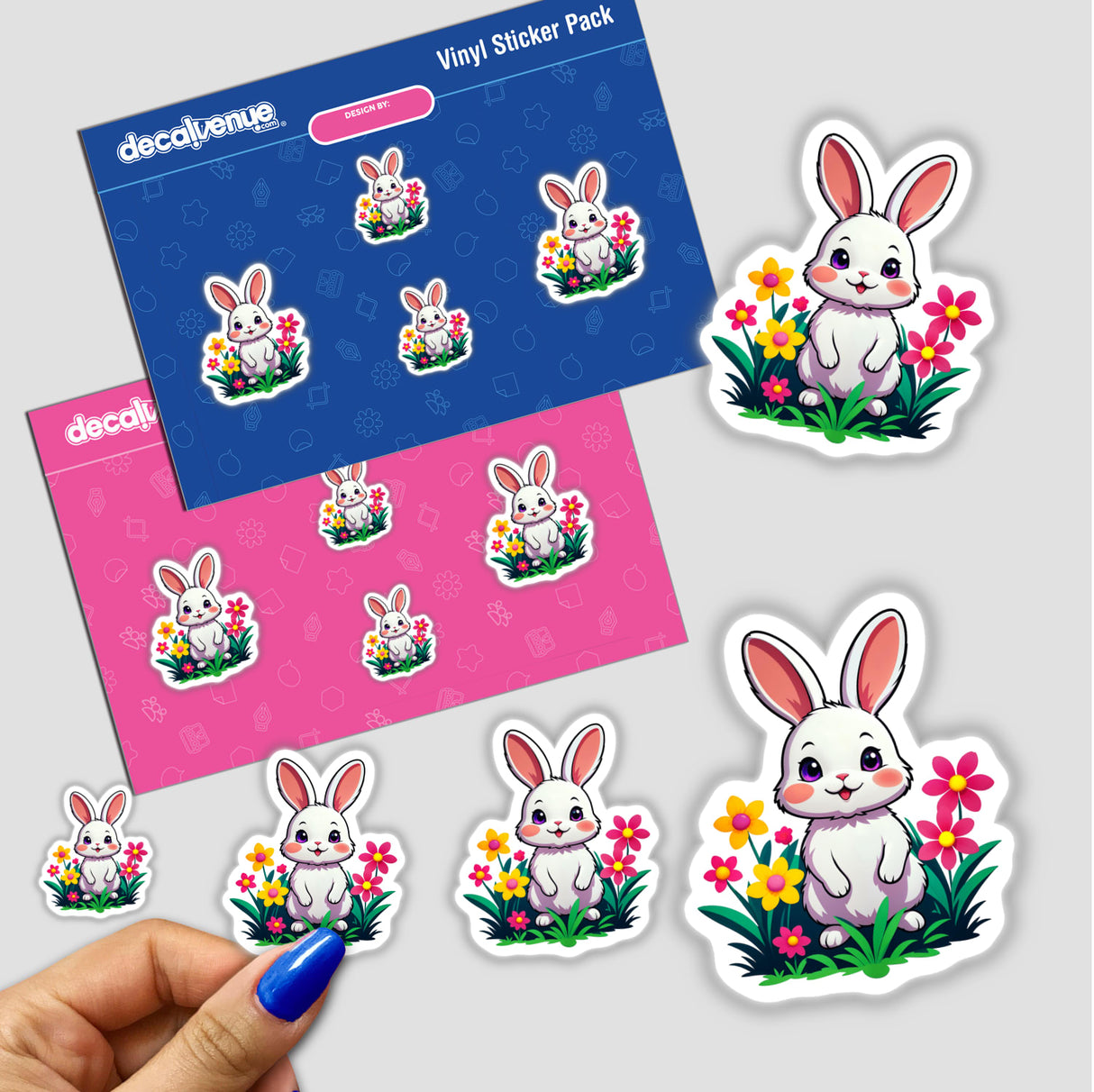 A Cute Rabbit With Blooming Spring Flowers