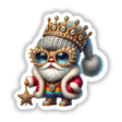 Colorful digital artwork depicting a gnome wearing a blingy crown, sunglasses, and holding a star-shaped object