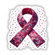 Pink Ribbon and Mosaic Breast Cancer Awareness sticker featuring small square patterns, available as stickers or digital artwork.