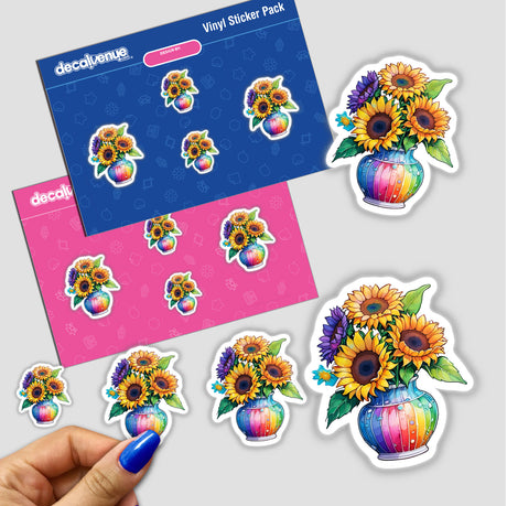 Sunflower Serenade sticker pack featuring various vases with sunflowers.