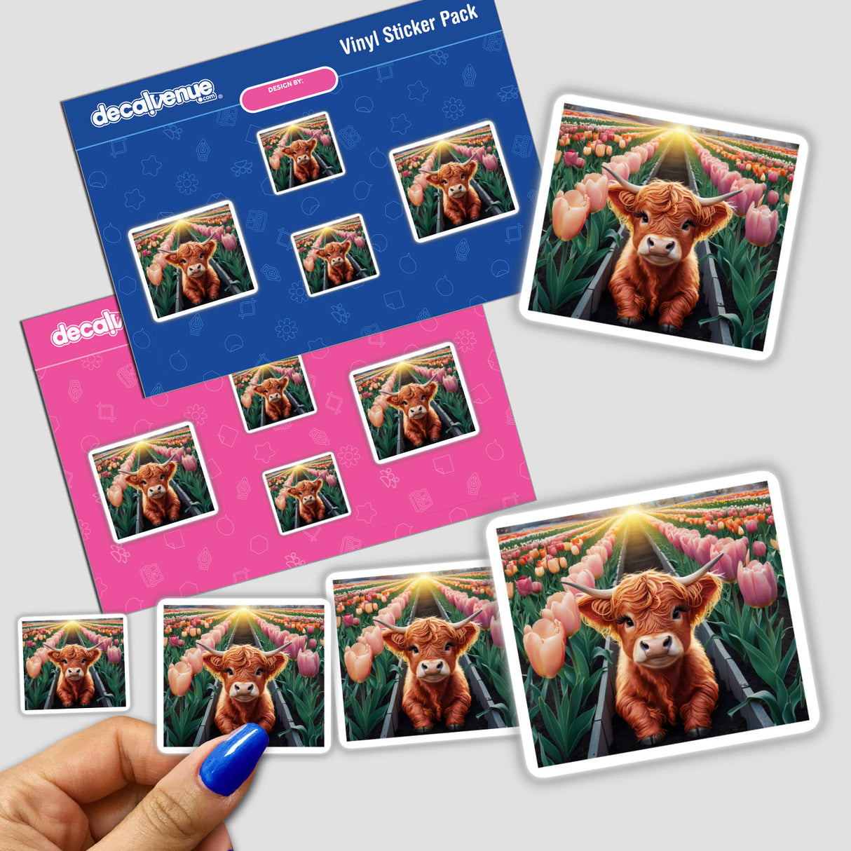 Highland Cow Tulip Garden Stickers by DecalVenue – Decal Venue