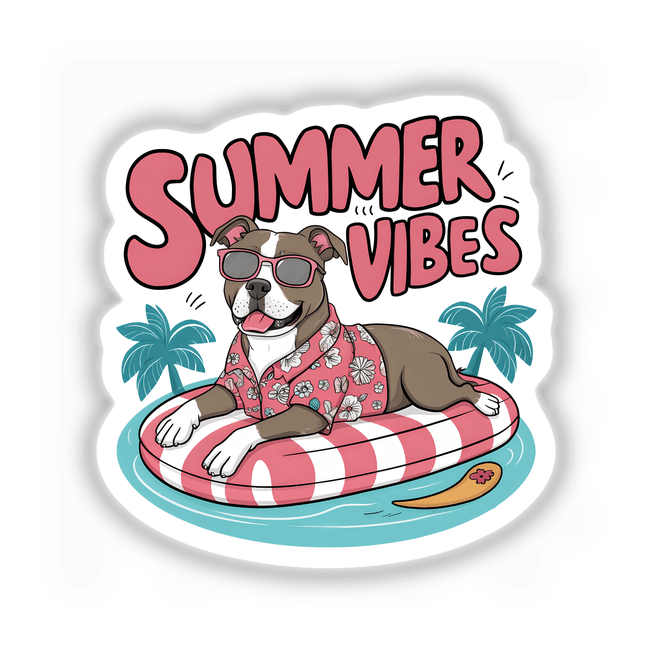 Summer Vibes Hawaiian Shirt Pitbull Dog II, Digital Artwork