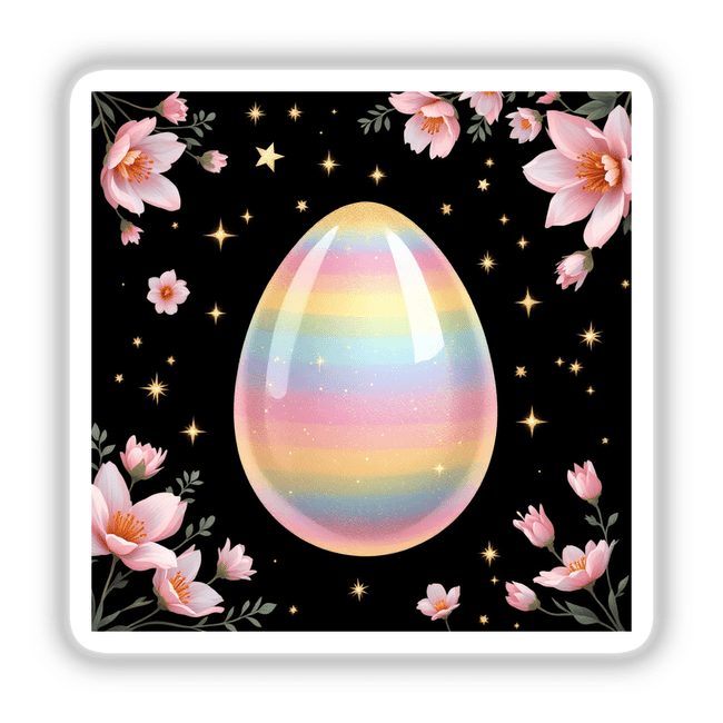 Pastel Rainbow Easter Egg with Spring Flowers