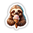 Adorable sloth holding melting ice cream in digital artwork