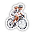 Woman cyclist riding road bicycle, wearing specialized gear and helmet