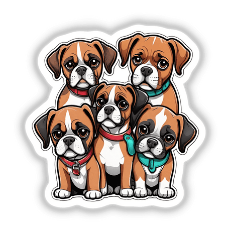Family of boxer dogs