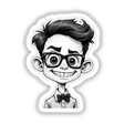 Cartoon of a boy with glasses, titled O Inteligente, available as stickers or digital artwork from Decal Venue.