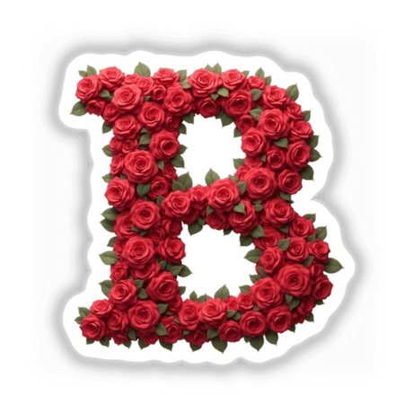 Elegant Floral Letter B Clipart - Downloadable Sticker with Commercial Rights featuring a letter 'B' intricately crafted from roses, ideal for Valentine's Day and floral design projects.