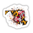 State Outline Maryland Flag V design featuring Maryland's outline filled with the Maryland flag's vibrant colors, available as high-quality stickers or digital artwork for personal or decorative use.