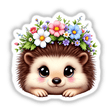 Sweet Hedgehog with a Flower Crown: A cartoon hedgehog adorned with a floral crown, available as stickers or digital artwork, capturing a whimsical and charming essence.