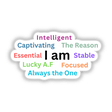 Reprogramming Affirmations with colorful letters on white background, available as stickers or digital artwork, showcasing unique design elements from Decal Venue.