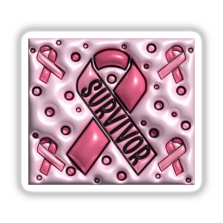 Gold Breast Cancer Series 17: Pink ribbon with black text, available as stickers or digital artwork from Decal Venue.