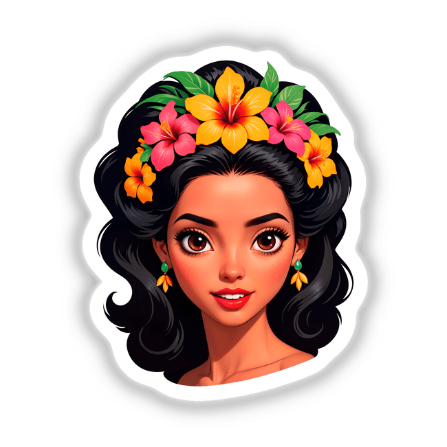 A Cute Hawaiian Girl With A Spring Flower Crown