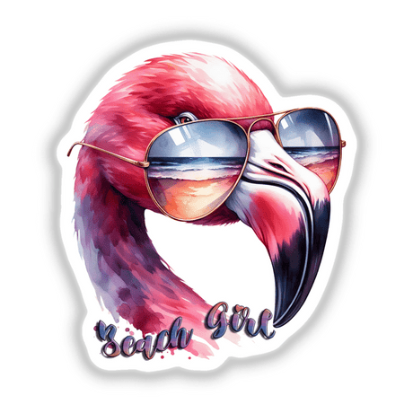 Beach Girl Watercolor Flamingo Bird