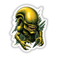 A Cool Xenomorph Alien Warrior depicted as a cartoon illustration with sharp teeth, available as stickers or digital artwork from Decal Venue.