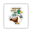 Cartoon duck with binoculars around neck, titled Watch More Ducks Give Less Fu**s, available as stickers or digital artwork.