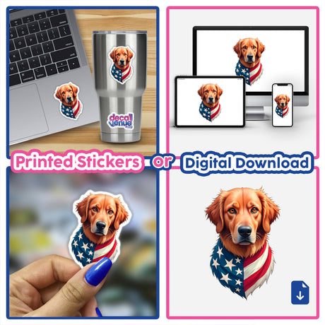 A Cool American Flag Golden Retriever