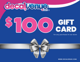 Digital Gift Card featuring pink text and a silver bow, perfect for purchasing unique stickers, digital downloads, and wall decals from Decal Venue.