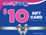 Digital Gift Card featuring pink numbers and a silver bow, perfect for purchasing unique stickers and digital art from Decal Venue.