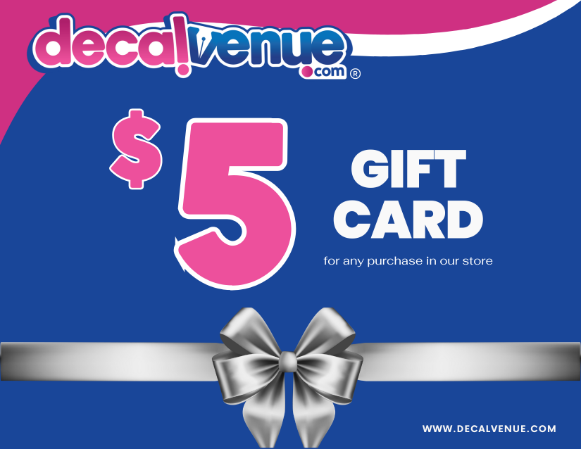 Digital Gift Card featuring a silver bow, perfect for stickers, digital downloads, and wall decals, available exclusively at Decal Venue.