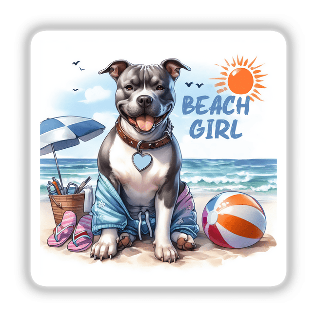 Beach Girl Pitbull Dog
