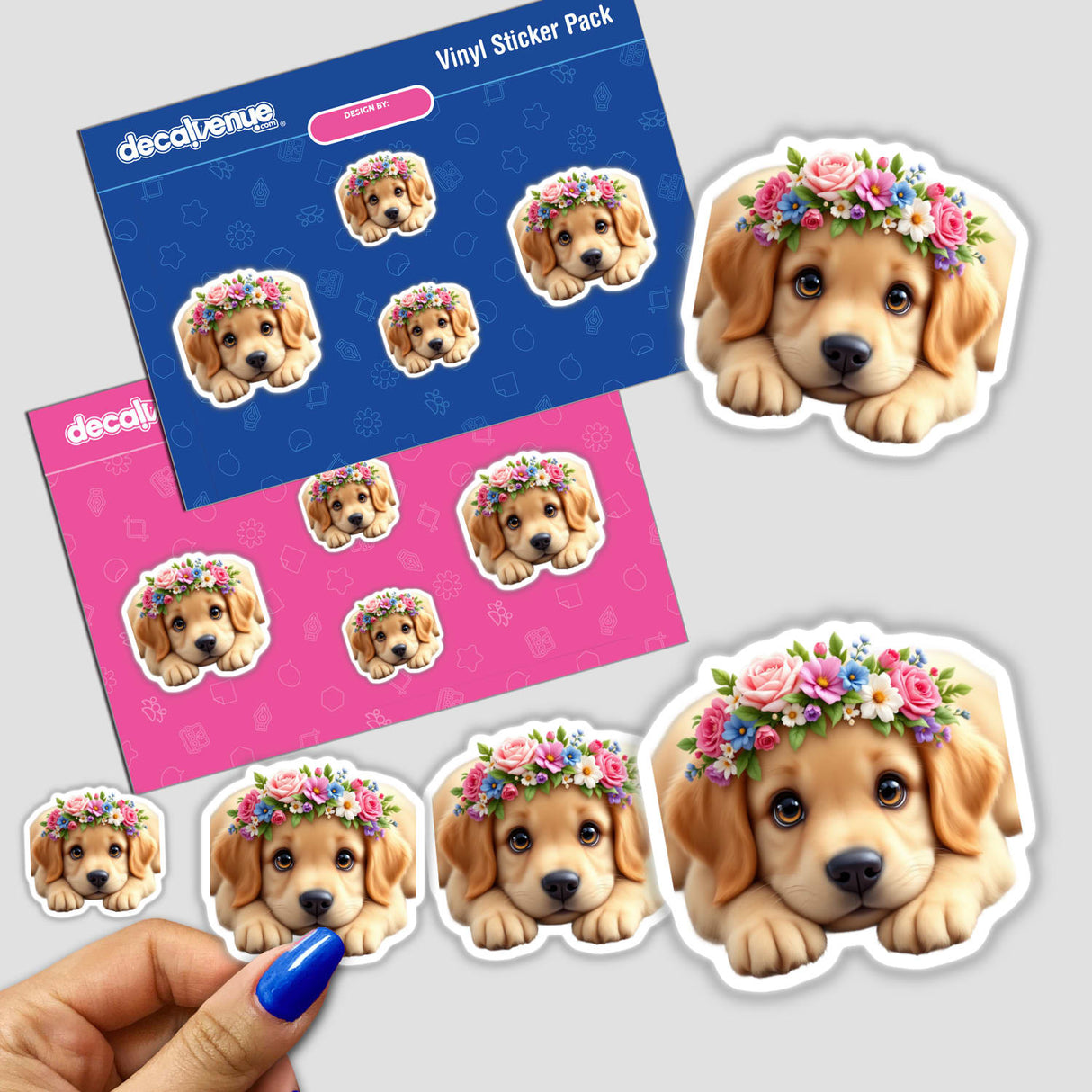 Adorable Golden Retriever with a Spring Flower Crown