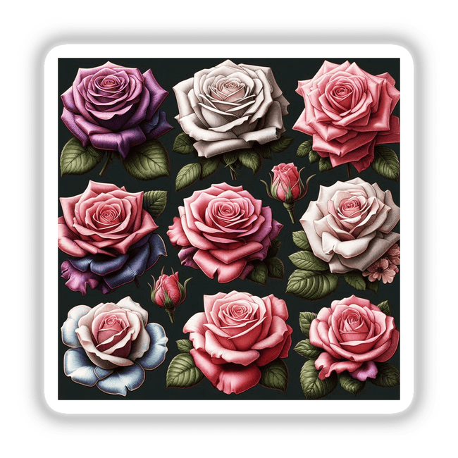 Beautiful Lush Roses depicted in a group, showcasing intricate petal details. Available as stickers or digital artwork, reflecting Decal Venue's unique vinyl sticker and digital art offerings.