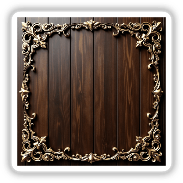 Art Nouveau Wooden Frame Clipart - Digital Download for Inspirational Quotes & Social Media with Commercial Rights features a detailed wood panel with a gold ornate frame.