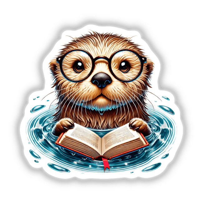 Sea Otter With Reading Glasses Open Book