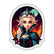 An Evil Queen Anime Girl illustration featuring a crowned woman with a cape, available as stickers or digital artwork from Decal Venue.