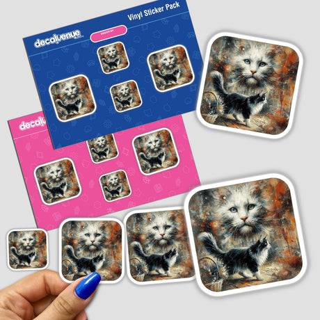 Maine Coon Kitties 3 stickers featuring playful cat illustrations, perfect for cat lovers. Available as both stickers and digital artwork from Decal Venue.