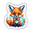 Baby Fox cartoon with a bow tie, available as stickers or digital artwork.