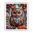 A Lovely Owl With Blooming Flowers: an intricate depiction of an owl adorned with blooming flowers, offered as versatile stickers or digital artwork, embodying Decal Venue's unique vinyl art collection.