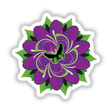 Vibrant Purple Floral Art with Butterfly Sticker