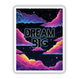 Dream Big with Neon Cosmic Clouds poster featuring vibrant clouds and stars, available as stickers or digital artwork, showcasing creative text and ethereal design elements from Decal Venue.