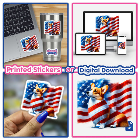 Patriotic Corgi Dog American Flag Stars Stripes