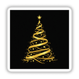 Gold Christmas Tree sticker or digital artwork, featuring a stylized tree design with stars, reflecting Decal Venue's unique art style. Ideal for festive decoration or digital use.