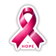 Hope Pink Ribbon Breast Cancer Awareness sticker or digital artwork featuring a white text ribbon design, symbolizing support and awareness.