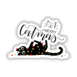 Merry Cat Christmas sticker or digital artwork featuring a playful black cat intertwined with colorful lights, embodying Decal Venue's unique and artistic flair. Perfect for festive decoration or digital use.