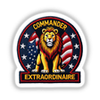 Commander Extraordinaire patch featuring a lion with stars and stripes, available as stickers or digital artwork.